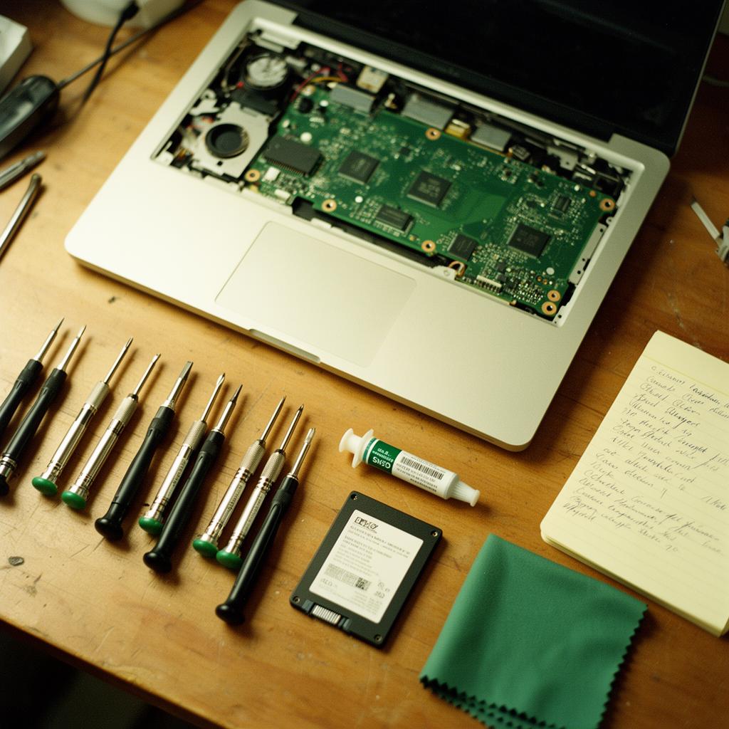 Établi de réparation organisé